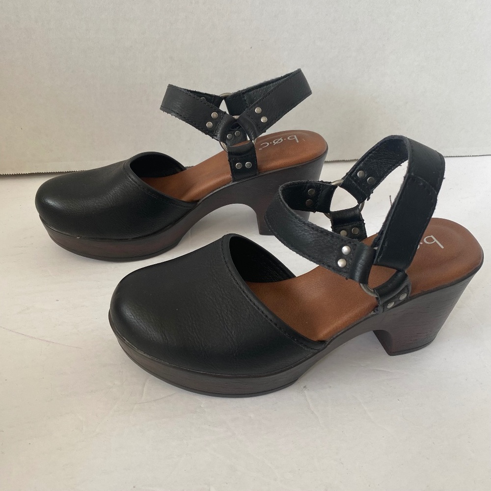 b.o.c. Black Natasha Mary Jane Clog with Angel Strap Sz 7